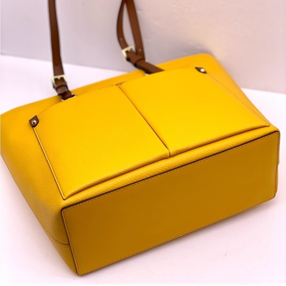 Michael Kors Jet Set Travel Front Double Pocket Shoulder Tote Bag Yellow/Brown - Picture 7 of 9
